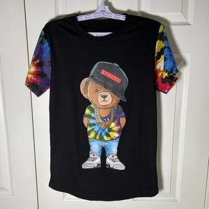 Bailey Apparel Vibes Men's Cool Hip Hop‎ Bear Shirt Black Short Sleeve Size S
